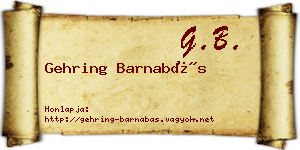 Gehring Barnabás névjegykártya